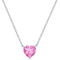 Classic Women's Necklace - Silver 8mm Rose October Heart Perciosa Crystal | M-7131