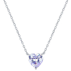 Classic Women's Necklace - Silver Light Amethyst June Heart Perciosa Crystal | M-7127