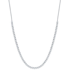 Classic Women's Necklace - Sterling Silver 3mm White CZ Tennis Adjustable | M-7019