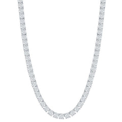 Classic Women's Necklace - Sterling Silver 4mm Round Cubic Zirconia Tennis | M-6254-20