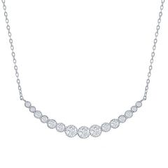 Classic Women's Necklace - Sterling Silver Graduating Round CZ | M-6965