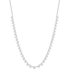 Classic Women's Necklace - Sterling Silver Graduating Round White CZ Stone | M-7056