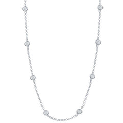Classic Women's Necklace - Sterling Silver Linked with Round CZ's | M-3353-16
