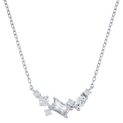 Classic Women's Necklace - Sterling Silver Multi Shaped White Cubic Zirconia | M-6732