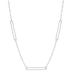 Classic Women's Necklace - Sterling Silver Paperclip Shape Chain | L-4362