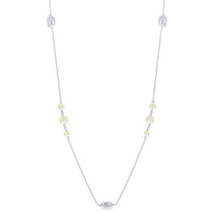 Classic Women's Necklace - Sterling Silver Round FWP with Shiny Oval Beads | M-5448