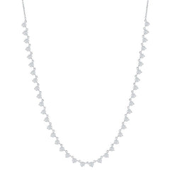 Classic Women's Necklace - Sterling Silver Round White CZ Station Design | M-7057