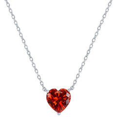 Classic Women's Necklace - Sterling Silver Ruby July Heart Perciosa Crystal | M-7128