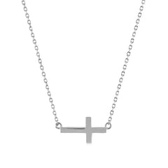 Classic Women's Necklace - Sterling Silver Sideways Cross | L-3594