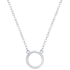 Classic Women's Necklace - Sterling Silver Single Open Circle | L-3802