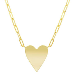 Classic Women's Necklace - YG Plated Sterling Polished Heart Paperclip | L-4356