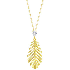 Classic Women's Pendant - Cut-Out Leaf with Small Pear-Shaped CZ | K-9042-GP