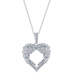 Classic Women's Pendant sterling Silver Angel Wings Heart | K-9018