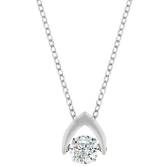 Classic Women's Pendant with Chain - Sterling Silver Shimmering Dancing CZ | K-6600