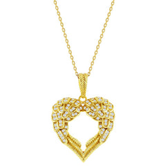Classic Women's Pendant - YG Plated Sterling Silver Angel Wings Heart | K-9018-GP