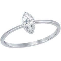 Classic Women's Ring - Sterling Silver Marquise CZ Solitaire, Size 5 | W-2744-5