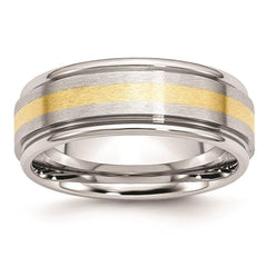 Cobalt 14k Gold Inlay Satin and Polished 8mm Band