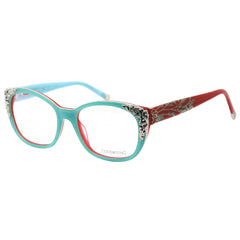 Coco Song Women's Eyeglasses - Full Rim Teal and Red Cat Eye Shape Frame | CV095 02-09