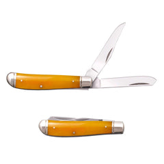 Cold Steel Folding Knife - Mini Trapper 2 Steel Blades Yellow Bone | CSFL-MTRPR-Y