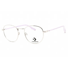 Converse Unisex Eyeglasses - Full Rim Shiny Silver Round Metal Frame | CV3015 046