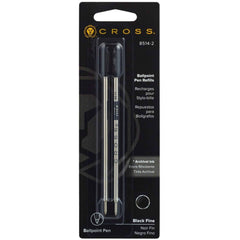 Cross Refill - Black Ink Fine Size Point for Standard Ballpoint Pen, 2 Pack | 8514-2