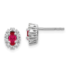 14k White Gold Diamond & Ruby Earrings