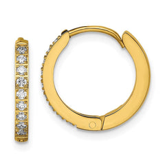 Stainless Steel Polished Yellow IP w/Preciosa Crystal Hinged Hoop Earrings