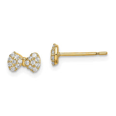 Madi K Kid's 14k  CZ Bow Post Earrings