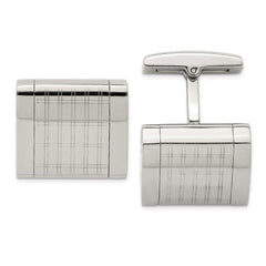 Stainless Steel Polished Laser Design Cufflinks