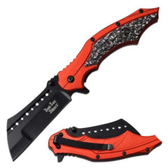 Dark Side Blades Folding Knife - Spring Assisted Skull Design Red Handle | DS-A079RD