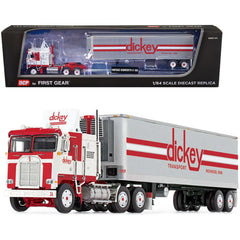 DCP/First Gear 1/64 Model - Kenworth K100 COE with Refrigerated Trailer White/Red