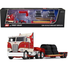 DCP/First Gear Model Lowboy Trailer with Coil Load - Peterbilt 352 Cream and Red