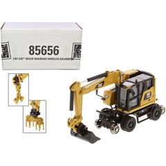 Diecast Masters 1/87 (HO) Model Excavator - CAT M323F Railroad Wheeled Yellow