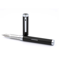 Diplomat Fountain Pen - Nexus Black/Chrome Aluminum with Steel Fine Nib | D40501023