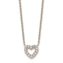 Stainless Steel Polished Heart with CZs Necklace