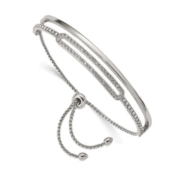 Stainless Steel Polished with Crystals from Swarovski Adjustable Bangle