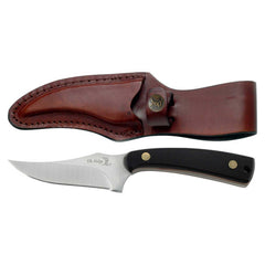 Elk Ridge Knife - Stainless Steel Fixed Satin Blade with Leather Sheath | ER-299D