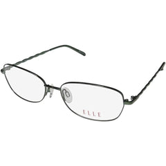 Elle Women's Eyeglasses - Antique Green Metal Oval Frame Demo Lens | ELLE 13366 GN