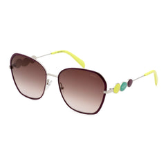Emilio Pucci Women's Sunglasses - Shiny Palladium/Lime Cat Eye Frame | EP0128 16B
