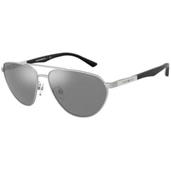 Emporio Armani Men's Sunglasses - Pilot Frame Grey Mirror Silver Lens | 2125 30456G