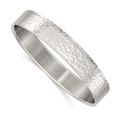 Stainless Steel Polished and Brushed Hammered Bangle
