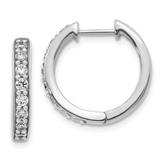 14k White Gold Diamond Hoop Earrings