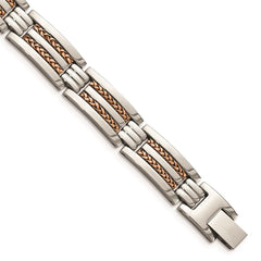 Stainless Steel Polished Rose IP-Plated Bracelet