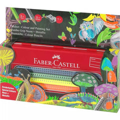 Faber-Castell Colouring Set - Jumbo Grip Bright Neon and Shiny Metallic | 110940