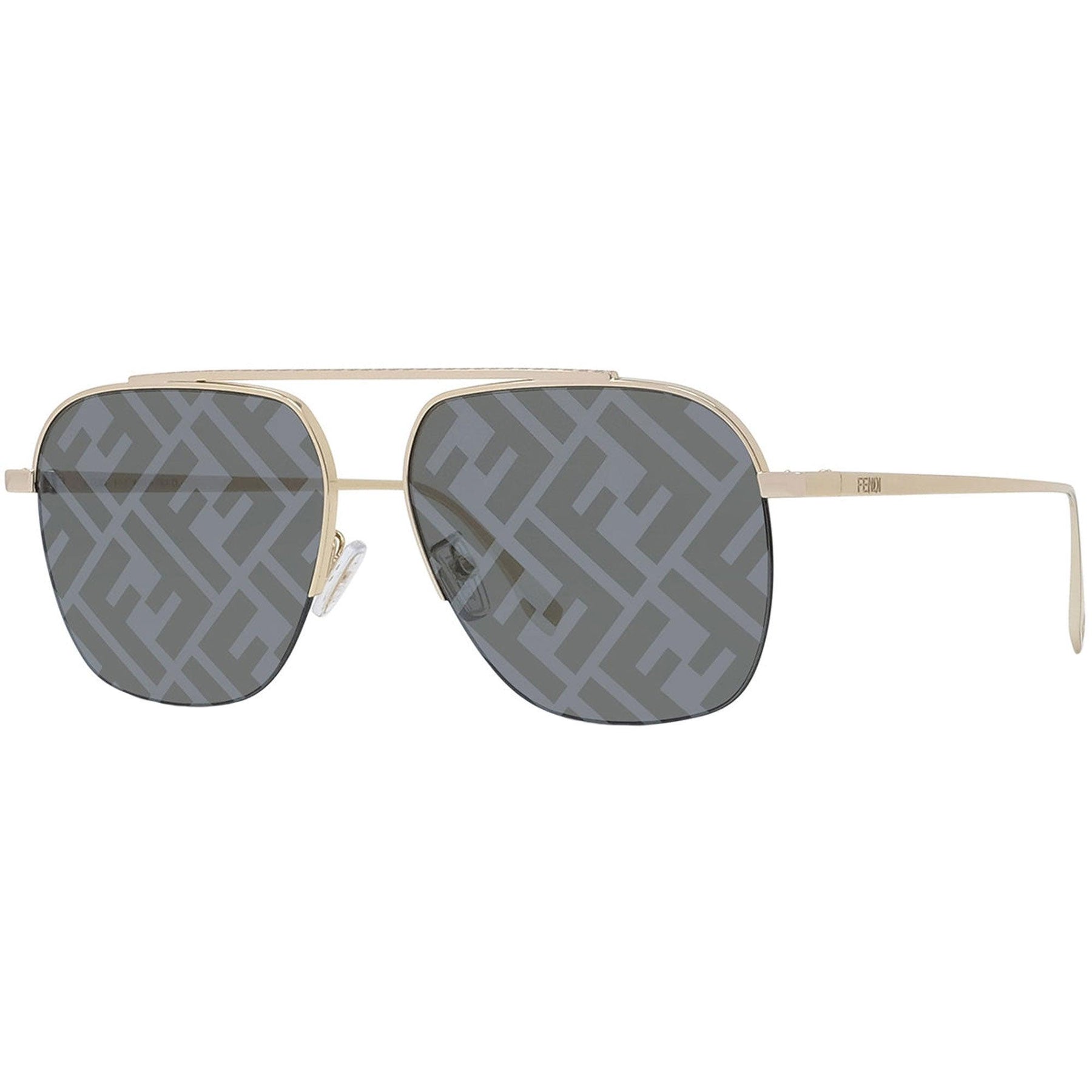Fendi Unisex Sunglasses - Smoke Grey with Logo Lens Gold 