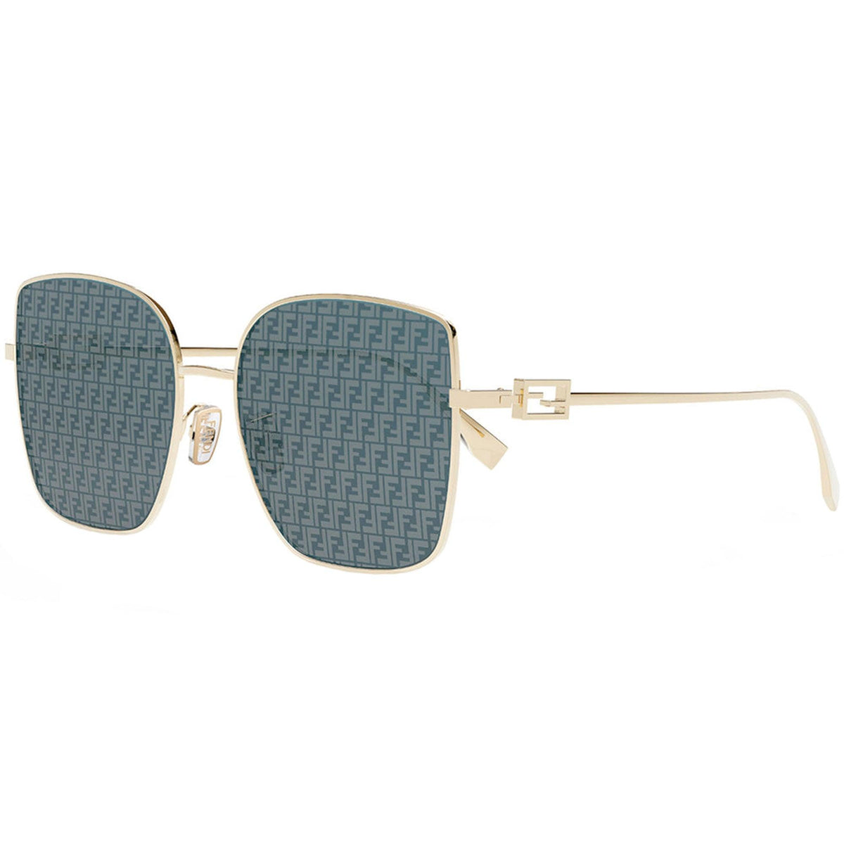 Fendi Women's Sunglasses - Blue Plastic Lens Gold Square