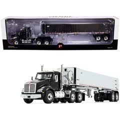 First Gear 1/50 Model Day Cab End Dump Trailer - Kenworth T880 Black and Chrome