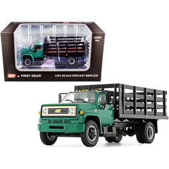 First Gear 1/64 Scale Diecast Model Stake Truck - DCP Chevrolet C65 Green/Black