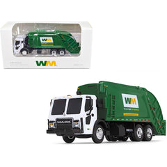 First Gear 1/87 Diecast Garbage Truck - Mack LR Refuse Rear Load White and Green