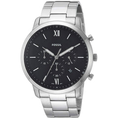 Fossil Men's Chronograph Watch - Neutra Black Dial Stainless Steel Bracelet | FS5384